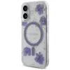 Guess Resin Flowers Glitter MagSafe Case for iPhone 16 Purple