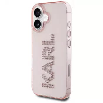 Karl Lagerfeld IML Rhinestones Logo Back Cover for iPhone 16, Pink
