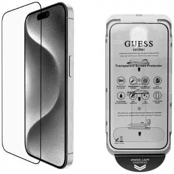 2-in-1 Guess BP Rhinestone Screen and Camera Lens Protector Kit, iPhone 16 Pro Max, Gold