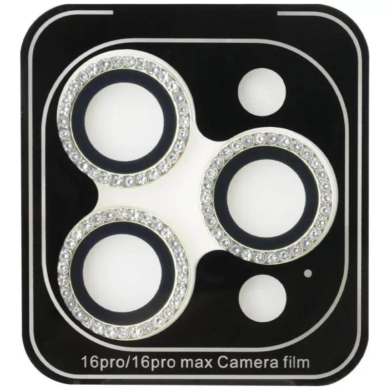 2-in-1 Guess BP Rhinestone Screen and Camera Lens Protector Kit, iPhone 16 Pro Max, Gold