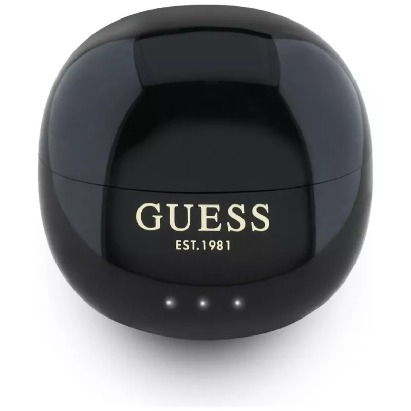 Guess Glossy Effect EggShape Printed Classic Logo TWS Earbuds Black