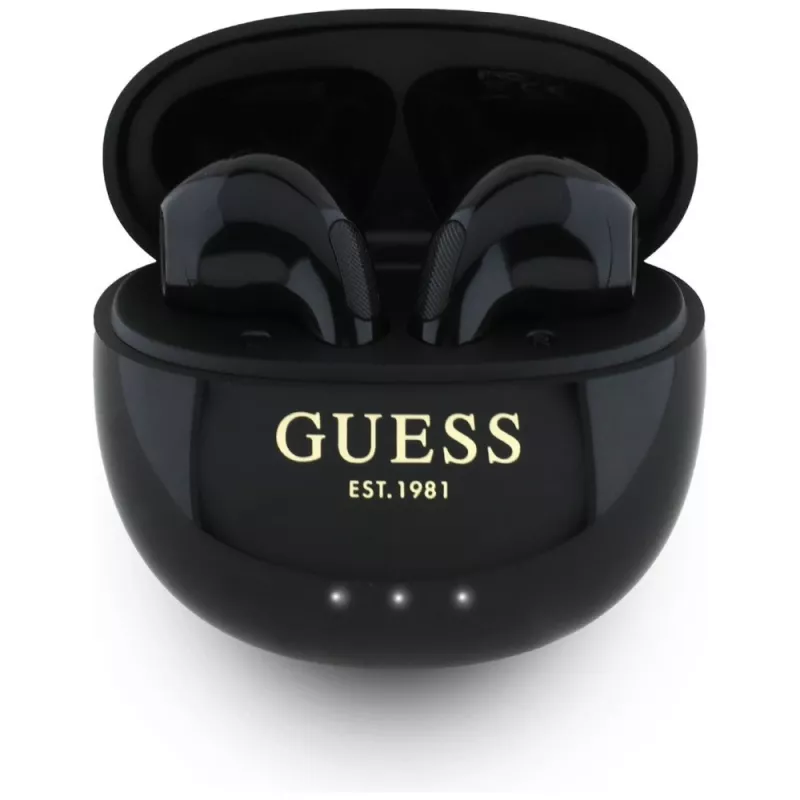 Guess Glossy Effect EggShape Printed Classic Logo TWS Earbuds Black