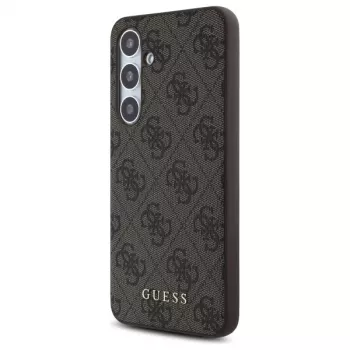 Guess 4G Metal Gold Logo Back Cover for Samsung Galaxy S24 FE, Brown