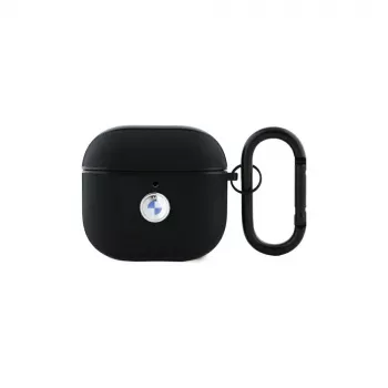BMW BMA4SSLBK AirPods 4 Dangtelis Juoda Natūrali Oda Sidabrinis Logotipas