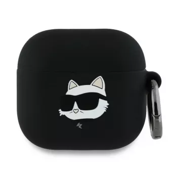 Karl Lagerfeld KLA4RUNCHK AirPods 4 Cover Black Silicone Choupette Head 3D