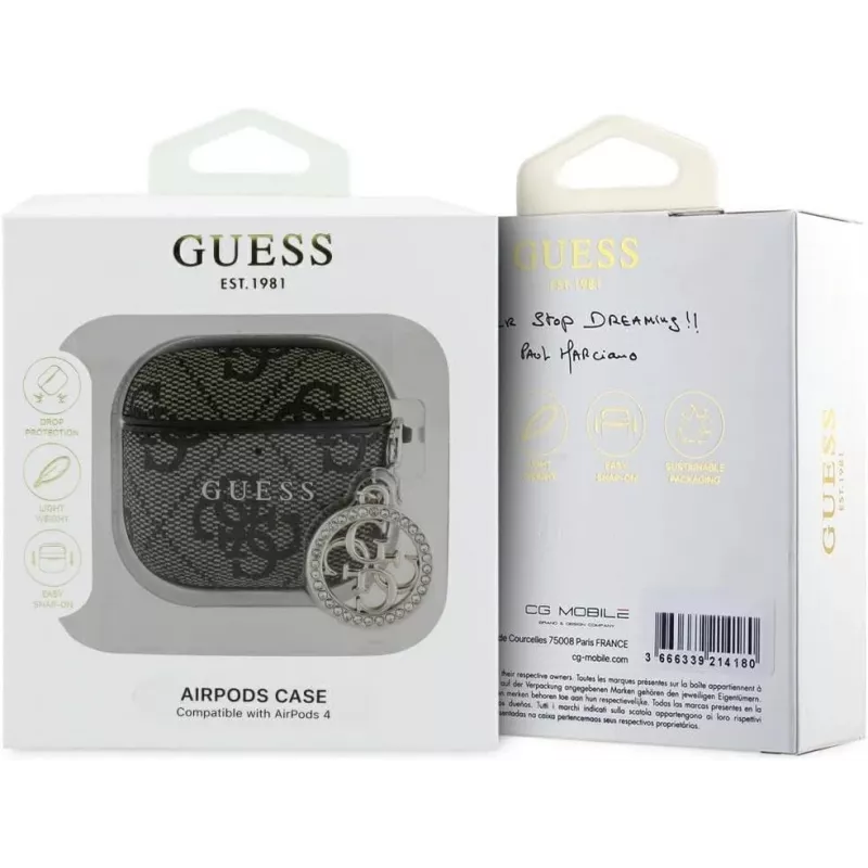 Guess 4G Strass Charm Protective Case for Apple AirPods 4, Brown