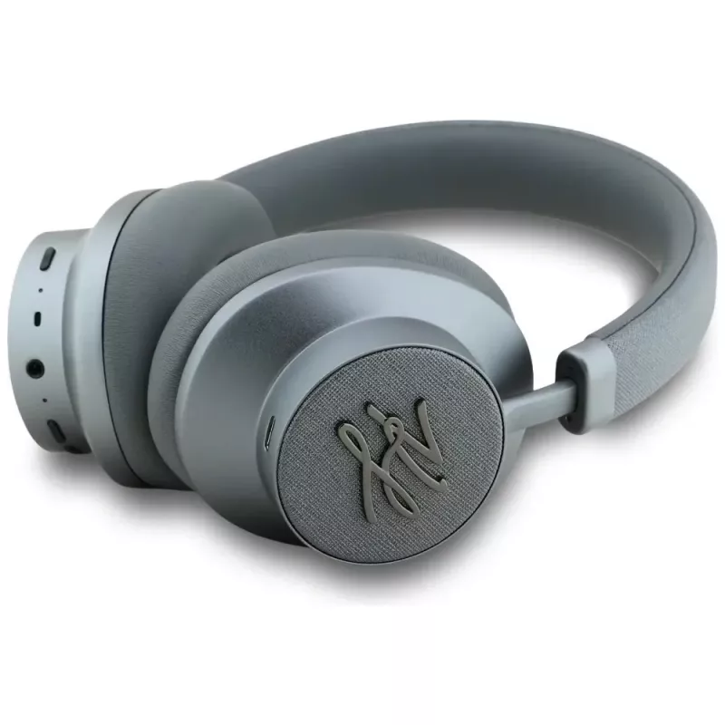 Karl Lagerfeld Grūdintos Odos Inicialai Bluetooth ANC Ausinės Pilka