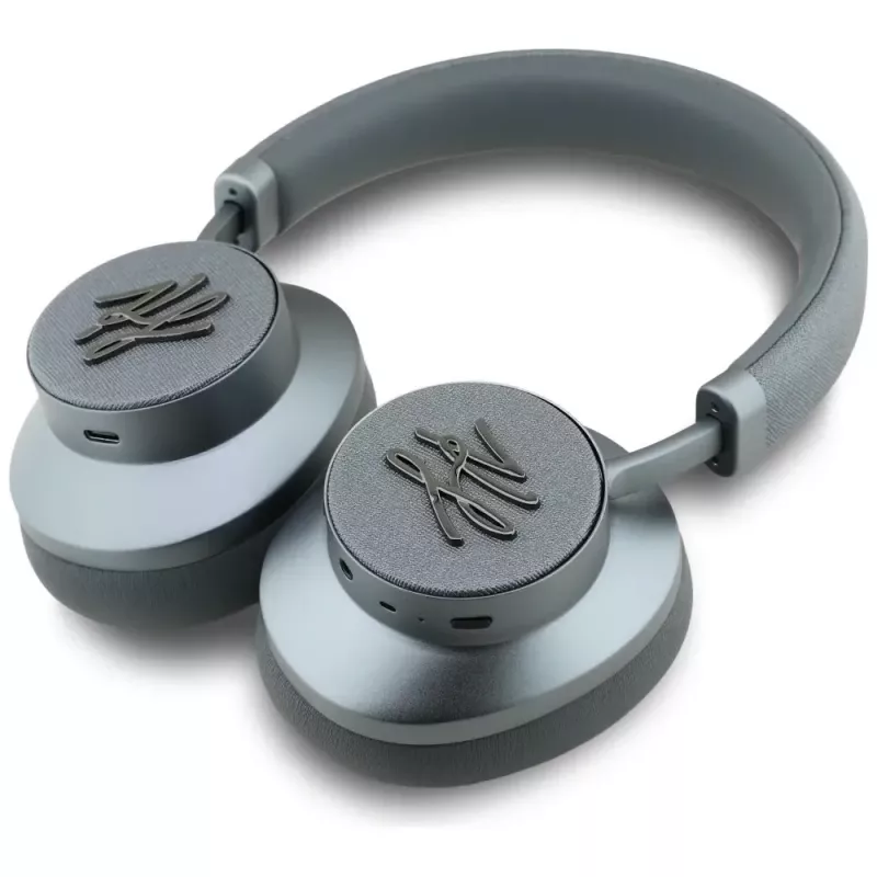 Karl Lagerfeld Grūdintos Odos Inicialai Bluetooth ANC Ausinės Pilka