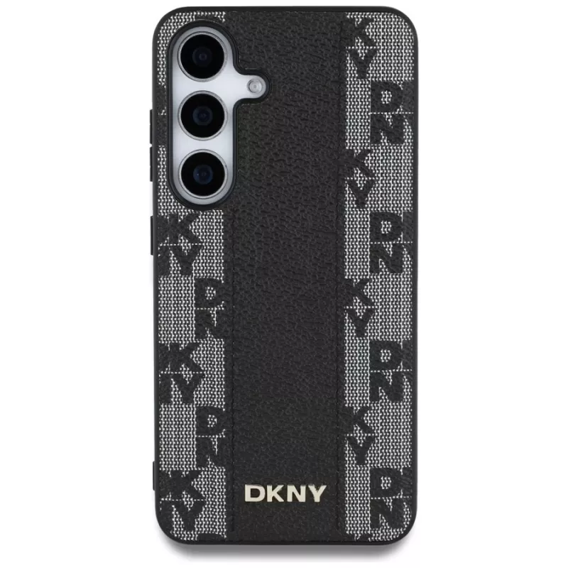 DKNY Odinis Dėklas su Šachmatų Raštu ir MagSafe Samsung Galaxy S25, Juodas