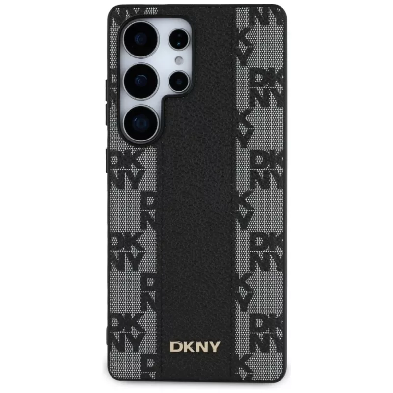 DKNY Leather Checkered Pattern MagSafe Case for Samsung Galaxy S25 Ultra Black