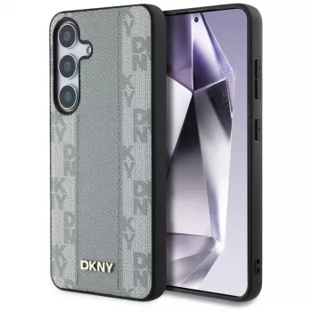 DKNY Odinis dėklas su languotu raštu ir MagSafe Samsung Galaxy S25 - Taupe