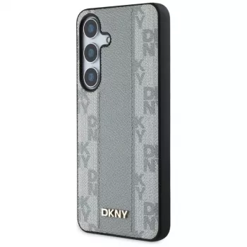 DKNY Odinis dėklas su languotu raštu ir MagSafe Samsung Galaxy S25 - Taupe