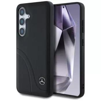 MERCEDES-BENZ Odinis dėklas su išlenktomis siūlėmis, skirtas Samsung Galaxy S25, juodas