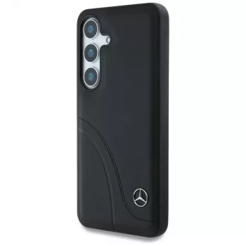 MERCEDES-BENZ Odinis dėklas su išlenktomis siūlėmis, skirtas Samsung Galaxy S25, juodas
