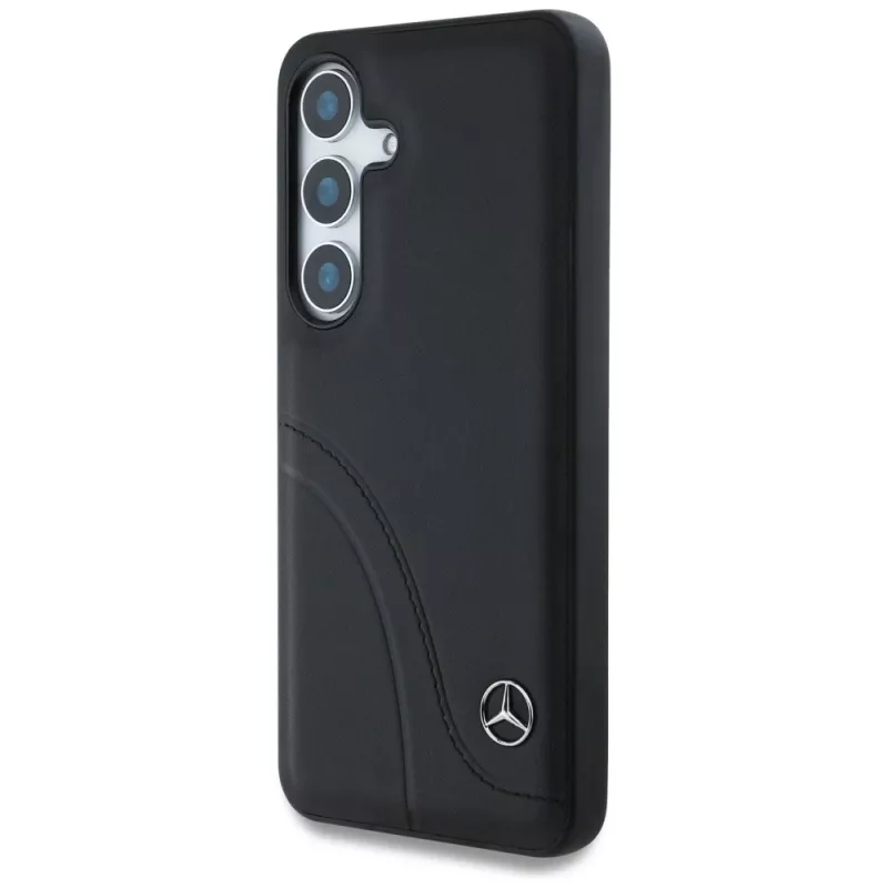 MERCEDES-BENZ Odinis dėklas su išlenktomis siūlėmis, skirtas Samsung Galaxy S25, juodas