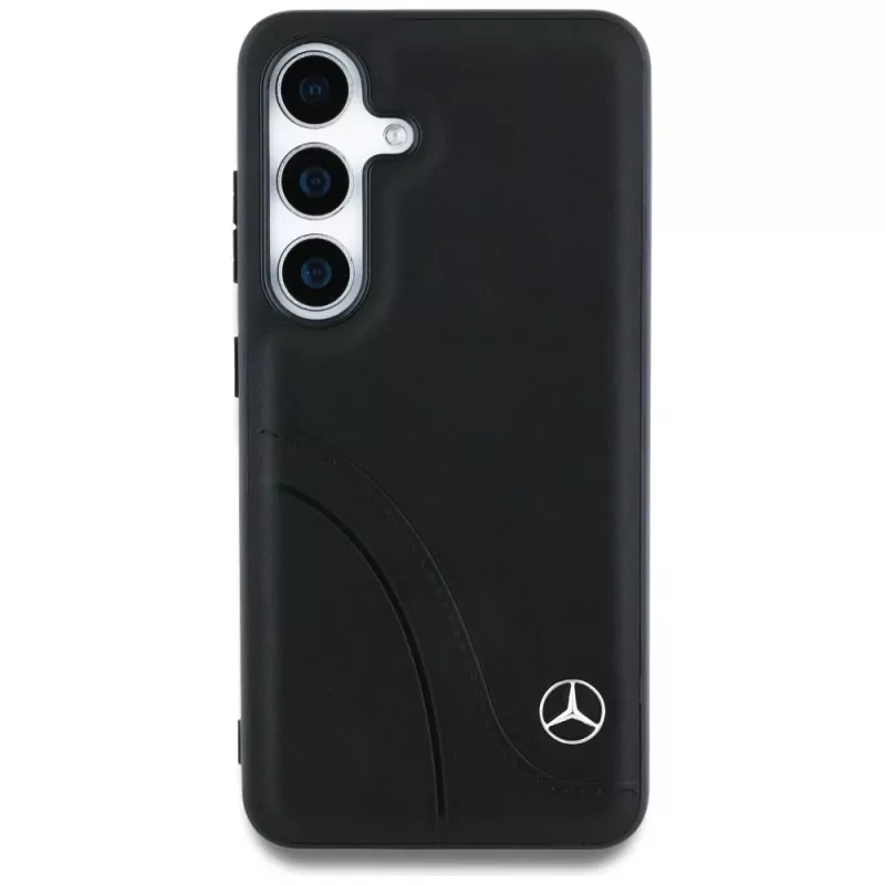 MERCEDES-BENZ Odinis dėklas su išlenktomis siūlėmis, skirtas Samsung Galaxy S25, juodas