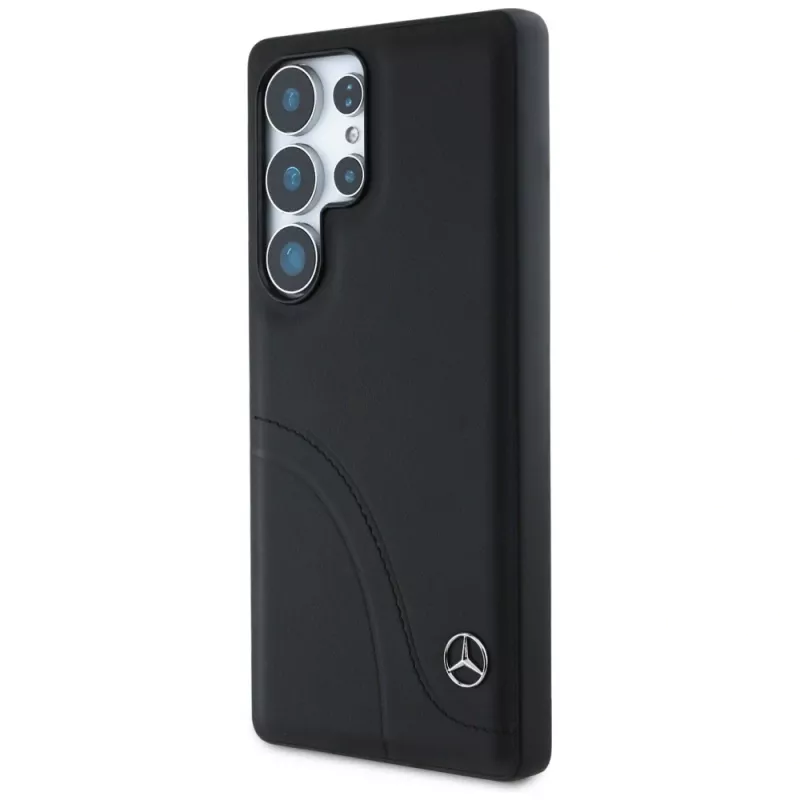 MERCEDES-BENZ Etui Mercedes Leather Curved Stitches for Samsung Galaxy S25 Ultra Black