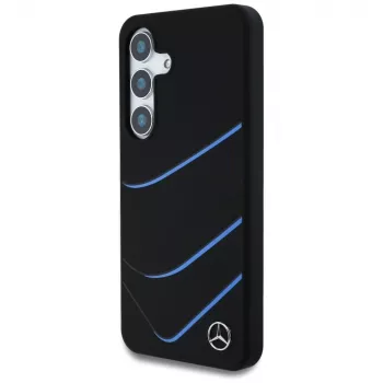 MERCEDES-BENZ Silicone Contrasted Curves MagSafe Case for Samsung Galaxy S25, Black