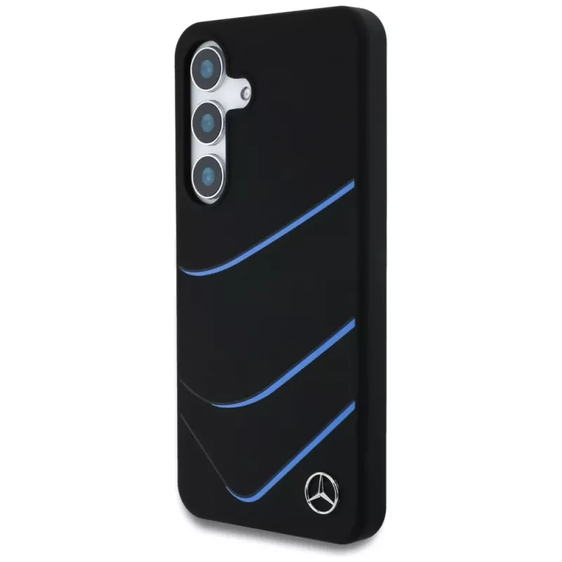 MERCEDES-BENZ Silicone Contrasted Curves MagSafe Case for Samsung Galaxy S25, Black