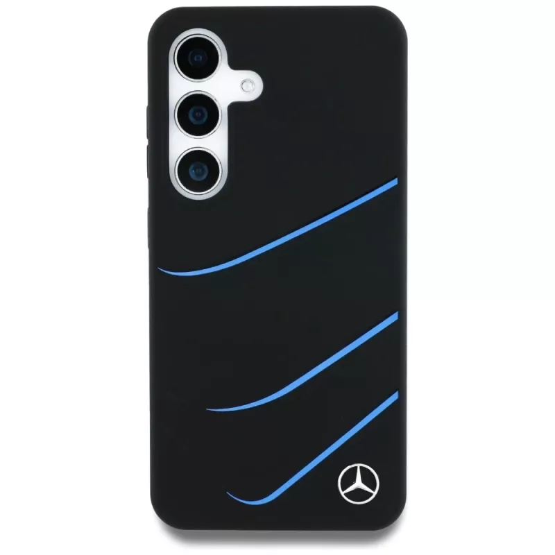 MERCEDES-BENZ Silicone Contrasted Curves MagSafe Case for Samsung Galaxy S25, Black