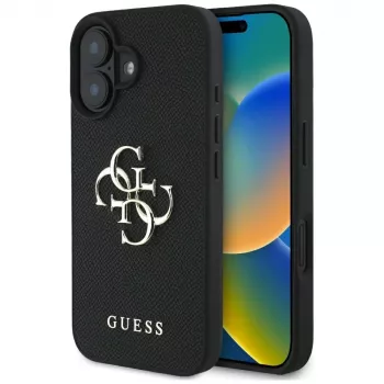 Guess Grained Big 4G Logo Small Classic Logo Case for iPhone 16 (Juoda)