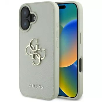 Guess Grained Big 4G Logo Small Classic Back Cover, iPhone 16 – Žalia