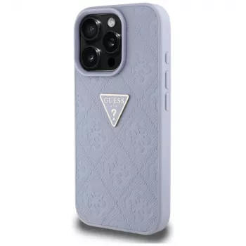 Guess Hot Stamp 4G Pattern Triangle Metal Logo Back Cover, iPhone 16 Pro, Violetinė