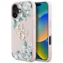 Guess Grained Roses Big 4G Logo Dėklas, skirtas Apple iPhone 16 - Rožinis