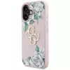 Guess Grained Roses Big 4G Logo Dėklas, skirtas Apple iPhone 16 - Rožinis