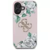 Guess Grained Roses Big 4G Logo Dėklas, skirtas Apple iPhone 16 - Rožinis