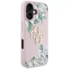 Guess Grained Roses Big 4G Logo Dėklas, skirtas Apple iPhone 16 - Rožinis
