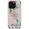 Guess Grained Roses Big 4G Logo Dėklas Apple iPhone 16 Pro, Rožinis