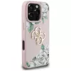 Guess Grained Roses Big 4G Logo Dėklas Apple iPhone 16 Pro, Rožinis