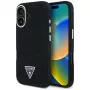 Guess Denim Triangle Logo MagSafe Dėklas, skirtas iPhone 16, Juodas