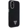 Guess Denim Triangle Logo MagSafe Dėklas, skirtas iPhone 16, Juodas