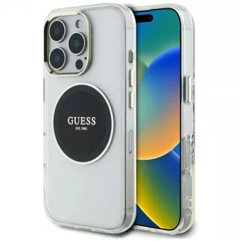 Guess IML Metal Colored Circle Classic Logo Dėklas su MagSafe, iPhone 16 Pro Max (Juodas)