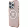 Guess IML Metal Glitter 4G Circle Triangle MagSafe Dėklas, skirtas Apple iPhone 16 Pro Max (Pink)