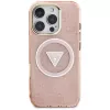 Guess IML Metal Glitter 4G Circle Triangle MagSafe Dėklas, skirtas Apple iPhone 16 Pro Max (Pink)