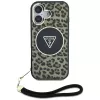 Guess HC IML Leopard Triangle Dėklas iPhone 16 su Virvute, Rudas, MagSafe