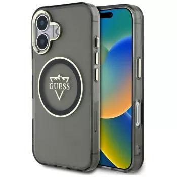 Guess IML Metal Mountain Logo MagSafe Case iPhone 16 (Juoda)
