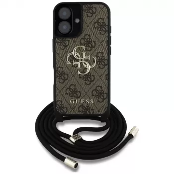 Guess 4G Big Logo Cord StapCrossbody Dėklas iPhone 16 Ruda