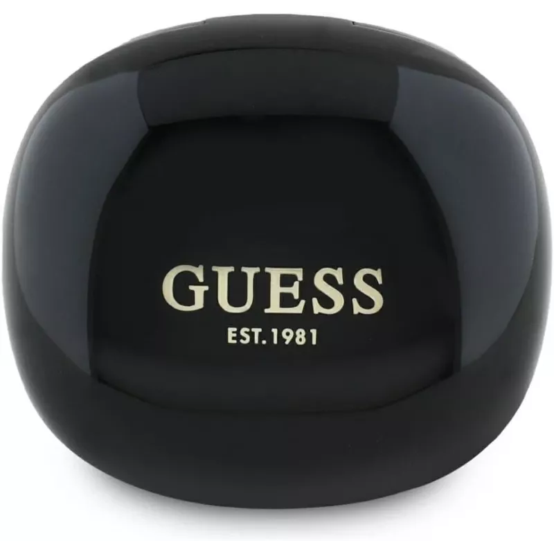 Guess Flat Classic Logo Electroplated TWS Earbuds su Įkrovimo Dėklu (Juoda)