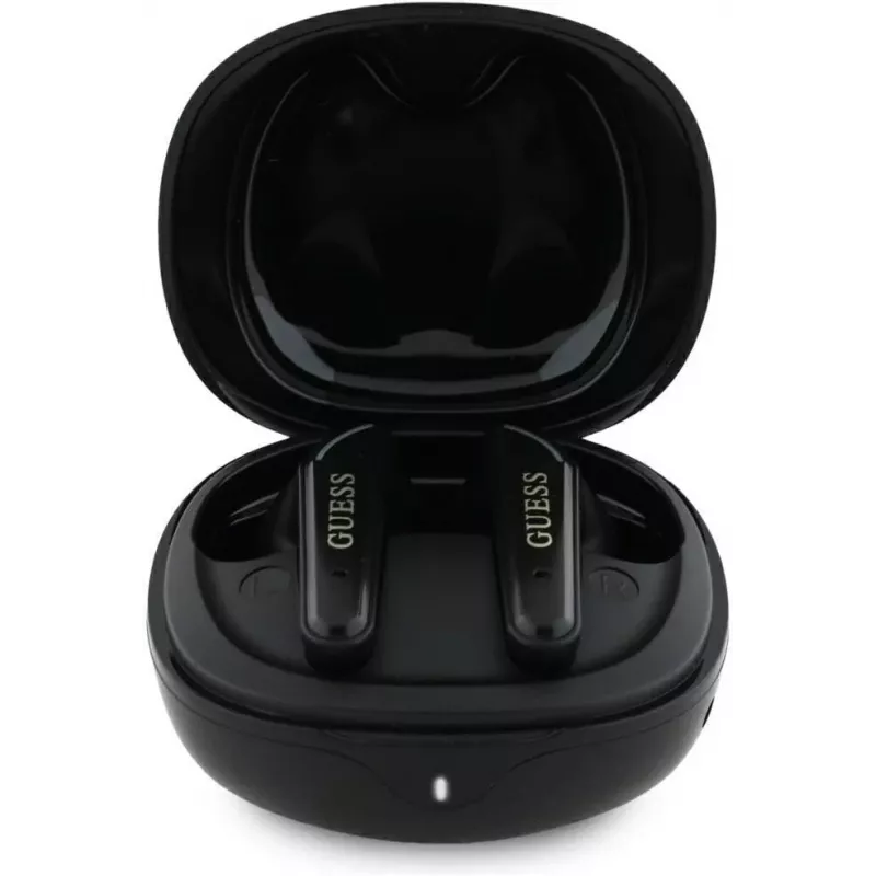 Guess Flat Classic Logo Electroplated TWS Earbuds su Įkrovimo Dėklu (Juoda)