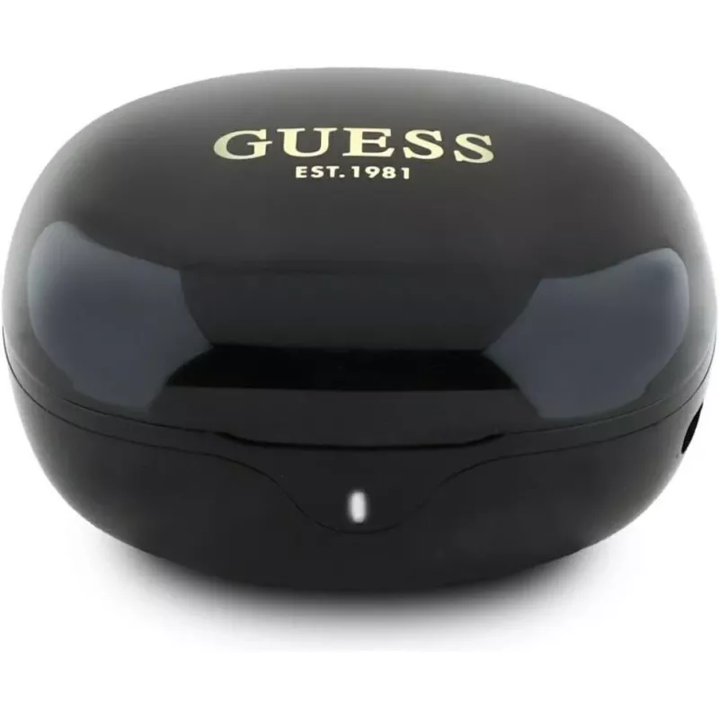 Guess Flat Classic Logo Electroplated TWS Earbuds su Įkrovimo Dėklu (Juoda)