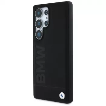 BMW Leather Big Wordmark Dėklas, skirtas Samsung Galaxy S25 Ultra, juodas