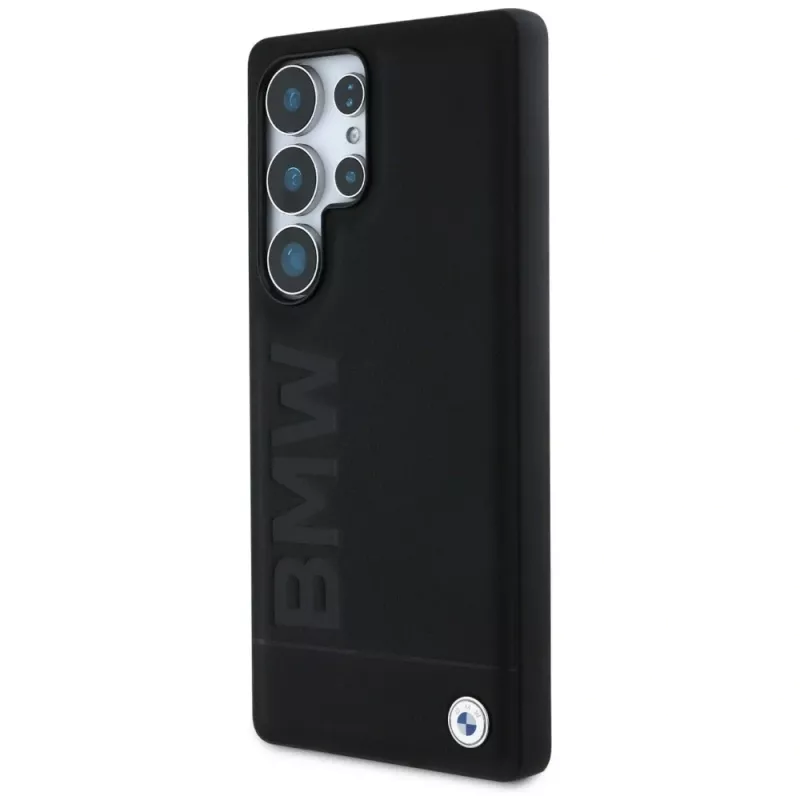 BMW Leather Big Wordmark Dėklas, skirtas Samsung Galaxy S25 Ultra, juodas