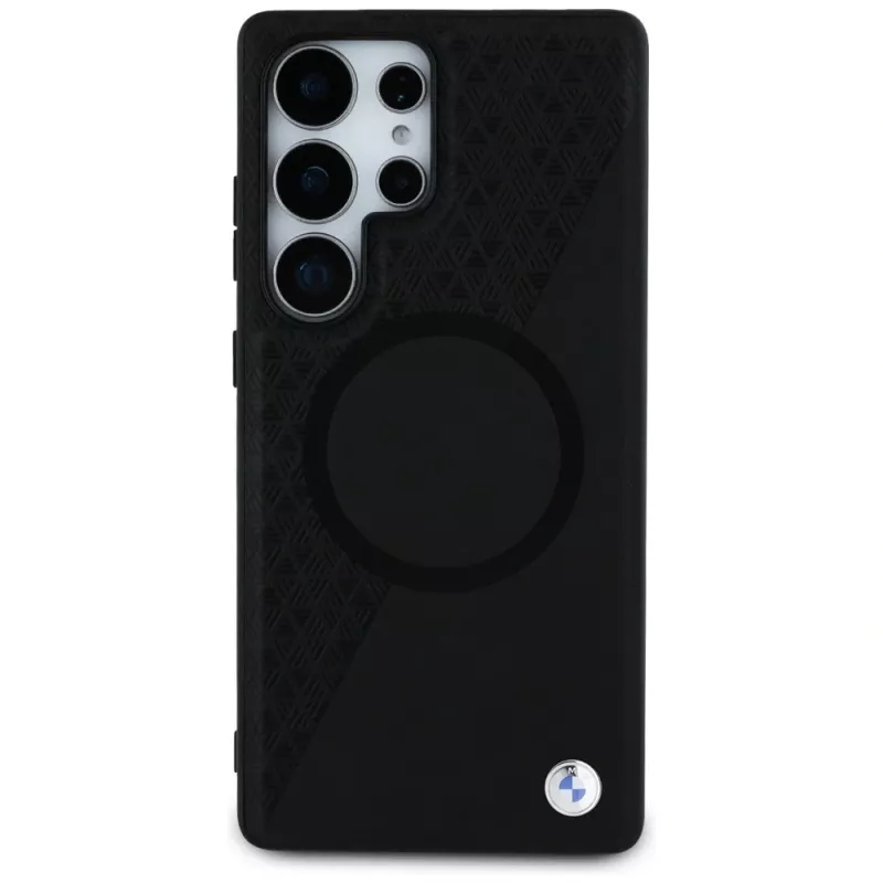 BMW Leather Half Textured MagSafe Case for Samsung Galaxy S25 Ultra Black