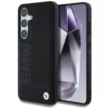 BMW Leather Big Wordmark Case for Samsung Galaxy S25+ Black