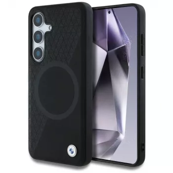 BMW Leather Half Textured MagSafe Case for Samsung Galaxy S25 Black