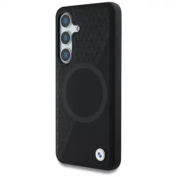 BMW Leather Half Textured MagSafe Case for Samsung Galaxy S25 Black